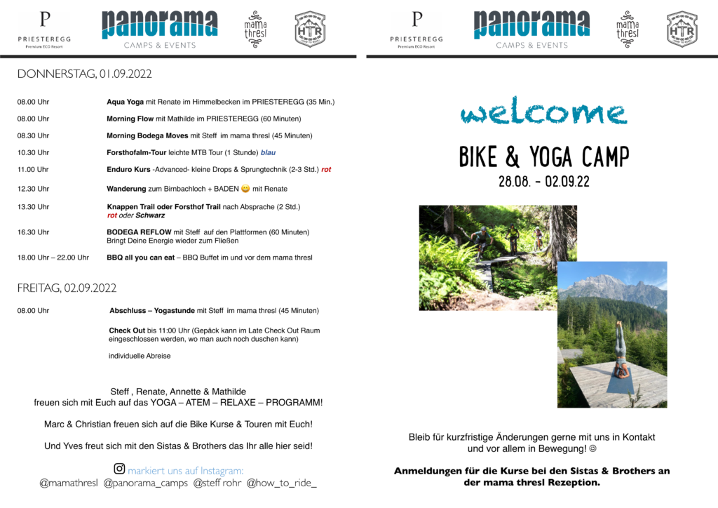Bike & Yoga Camp mama thresl Programm